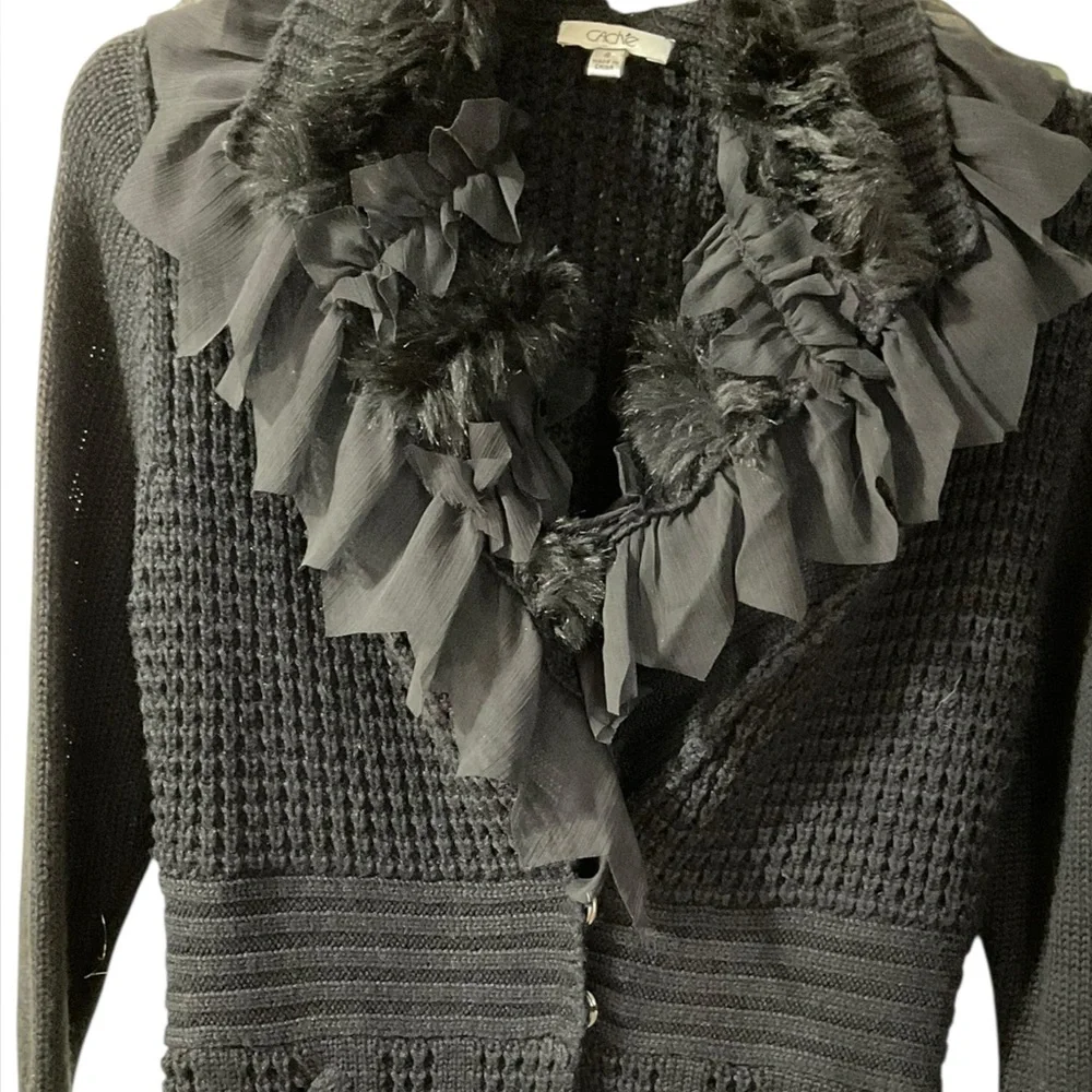 Cache Black Ruffled Cardigan - Picture 13 of 16